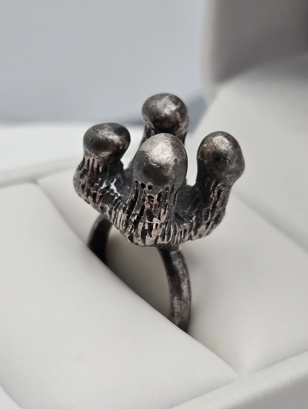 Vintage Robert Larin Brutalist Pewter Ring Mid Century Quebec Size 5.5